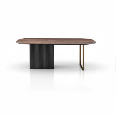 Bruine houten tafel Designer eetkamermeubels Half ronde luxe eettafel