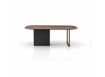 Bruine houten tafel Designer eetkamermeubels Half ronde luxe eettafel