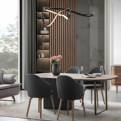 Designer Eetkamerset Moderne Bruine Stoelen Houten Eettafel 5-delige Set