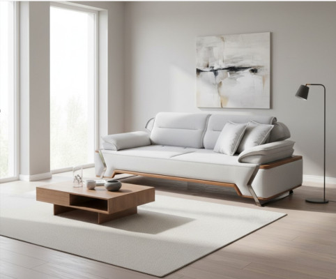 Ontwerper Witte Bank Luxe Woonkamer Bank Bekleding 3-Zits Nieuwe 3-zits