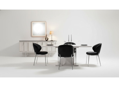 Eetkamer set Moderne set Eettafel 4x gestoffeerde stoelen Dressoir 7-delig