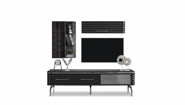 Modern woonkamerset Ontwerper TV-kast Luxe 2x muurkasten 3-delig