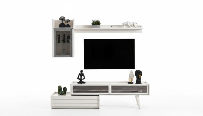 Witte houten woonwand ontworpen wandkast luxe plank Edler tv-kast