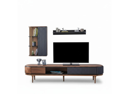 Moderne woonkamerset Luxe Bruine tv-kast Wandkast Planken
