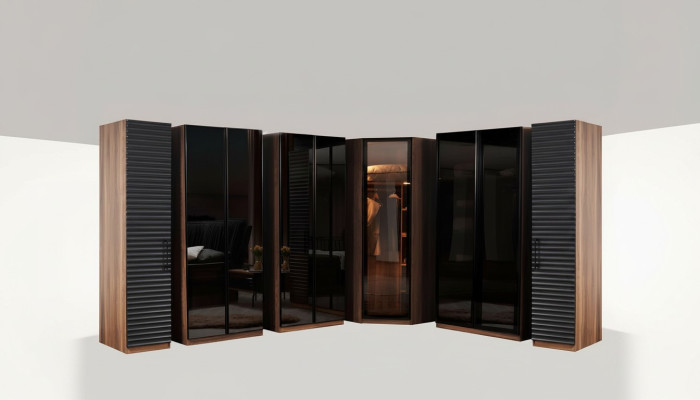 Slaapkamermeubels Moderne hoekkast Luxe houten kledingkast