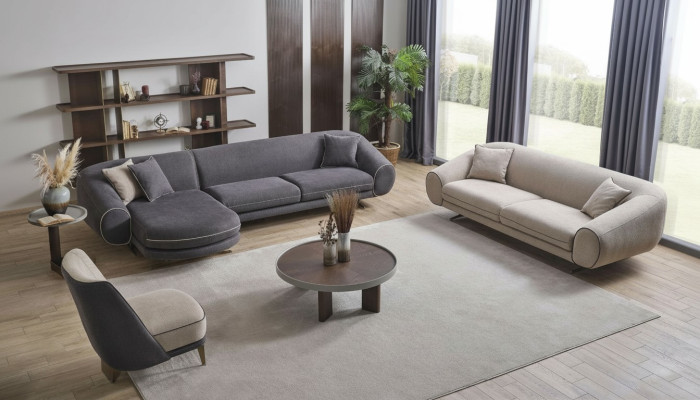 Woonkamer luxe set hoekbank L-vorm 3+1 zits salontafel bijzettafel