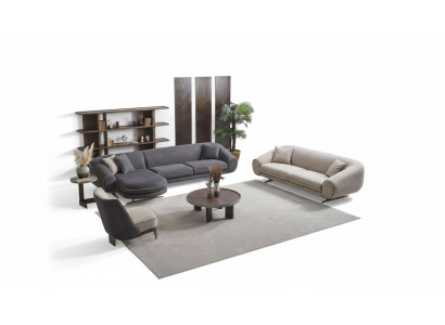 Woonkamer luxe set hoekbank L-vorm 3+1 zits salontafel bijzettafel