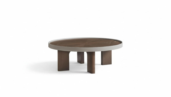 Bruine woonkamer Ronde salontafel Designer houten tafel Ronde tafels Nieuw