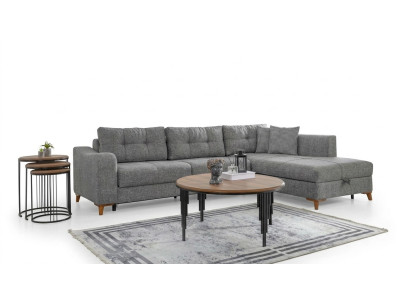 Grijze L-vormige designer woonkamer bank sofa's luxe banken houten meubels.