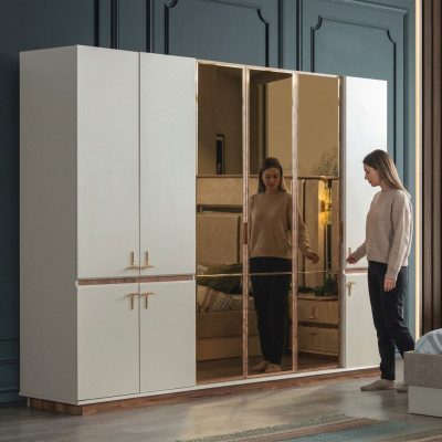 Witte moderne kledingkast Slaapkamerkasten Luxe houten meubels