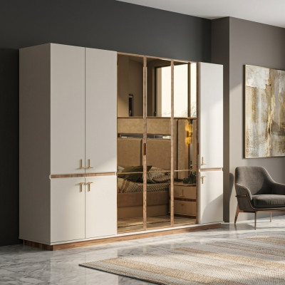 Witte moderne kledingkast Slaapkamerkasten Luxe houten meubels