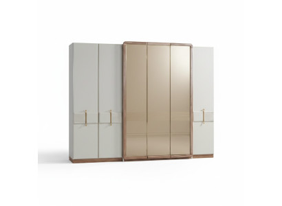 Witte kledingkast Ontwerper Houten kast Slaapkamer Glazen kast