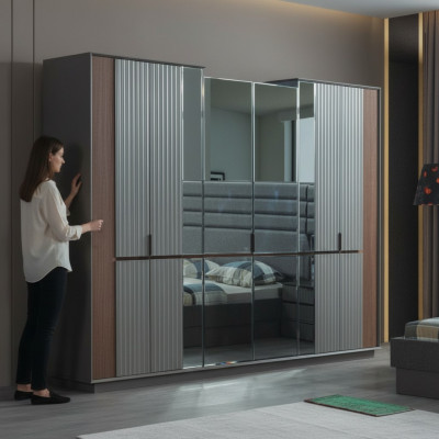 Moderne glazen kast Luxe kledingkasten Slaapkamer houten meubels Nieuw