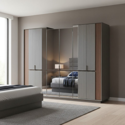 Moderne glazen kast Luxe kledingkasten Slaapkamer houten meubels Nieuw