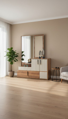 Wit-bruine commode spiegel slaapkamer houten meubels ontwerperset