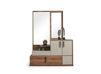 Wit-bruine commode spiegel slaapkamer houten meubels ontwerperset