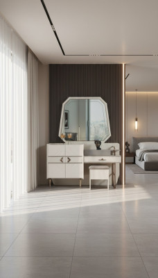 Witte slaapkamer set luxe meubels kaptafel met gestoffeerde kruk