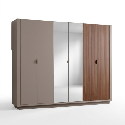 Beige kledingkast slaapkamer kasten glazen deuren 6-deurs kast
