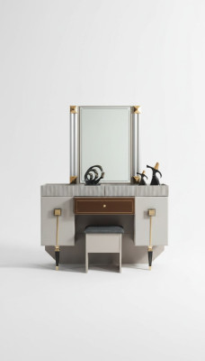 Moderne slaapkamer houten meubels kaptafel kruk spiegel set