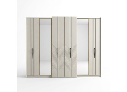 Witte moderne kledingkast Slaapkamer 4-deurs houten kast Nieuw
