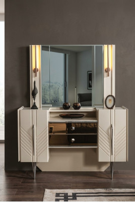 Slaapkamer Set Luxe Witte Kaptafel Spiegel Designer 2-delig Set