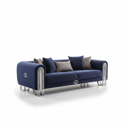 Luxe bankstel meubels woonkamer banken Blauw 240cm driezitsbank.