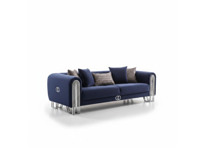 Luxe bankstel meubels woonkamer banken Blauw 240cm driezitsbank.