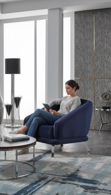 Zetel luxe woonkamer modern design textiel meubels luxe zitplaats blauw.