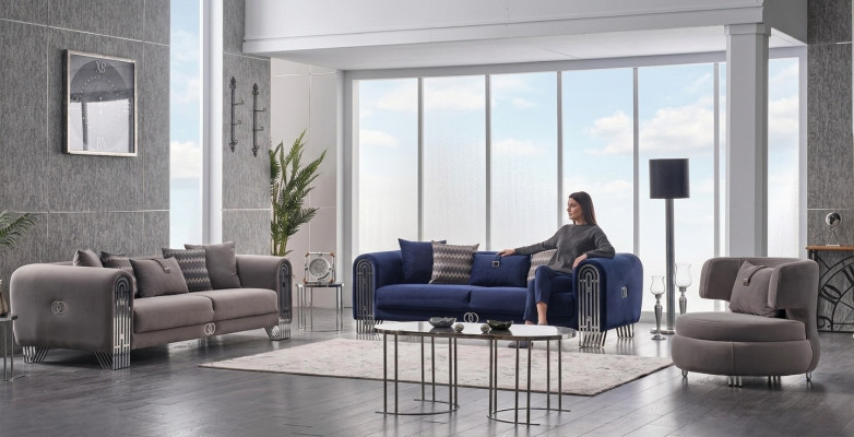 Sofa set 3-zits luxe stof set 3-delig gestoffeerde bank textielmeubels