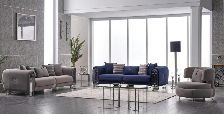 Sofa set 3-zits luxe stof set 3-delig gestoffeerde bank textielmeubels
