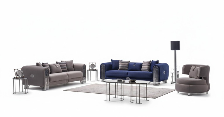 Sofa set 3-zits luxe stof set 3-delig gestoffeerde bank textielmeubels