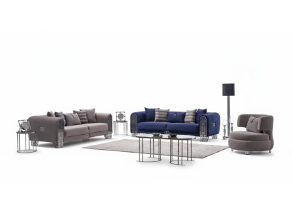 Sofa set 3-zits luxe stof set 3-delig gestoffeerde bank textielmeubels