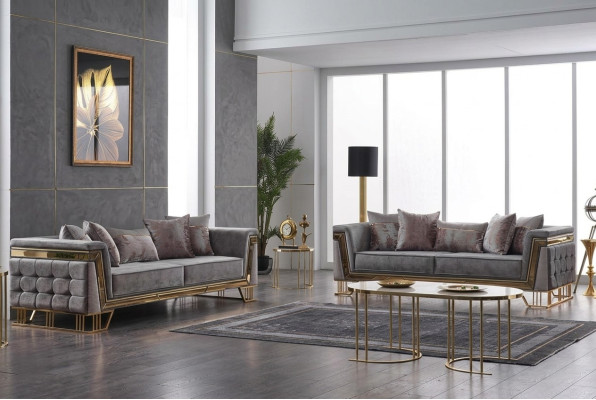 Luxe bankstel designer set driezits stoffen meubels modern woonkamerensemble