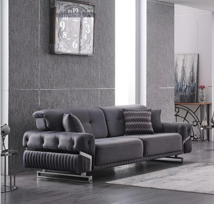 Grijze bank complete woonkamer meubels luxe bankstel driezits