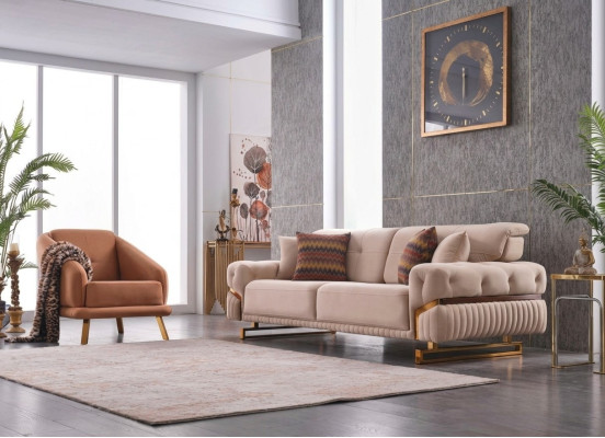 Woonkamerbankstel fauteuil drieseater complete meubelset design 3+1