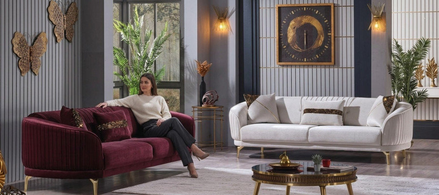 Ontwerper stoffen bankstel set van drie zitplaatsen, moderne meubels voor de woonkamer.