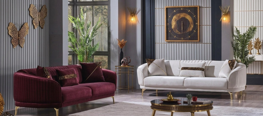 Ontwerper stoffen bankstel set van drie zitplaatsen, moderne meubels voor de woonkamer.