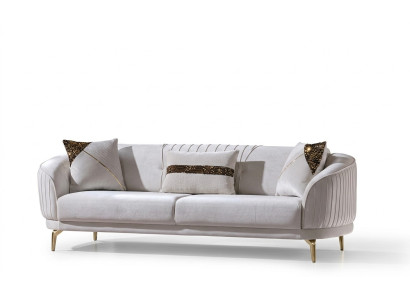 Witte roestvrijstalen driezits woonkamer meubilair gestoffeerde banken luxe meubels sofa fluweel