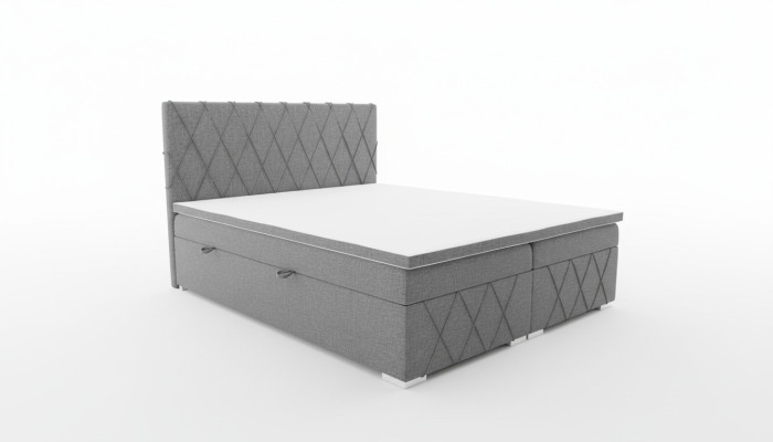 Dubbel Luxe Grijs Boxspringbed Ontwerp Bed Gestoffeerd Slaapkamer Textiel