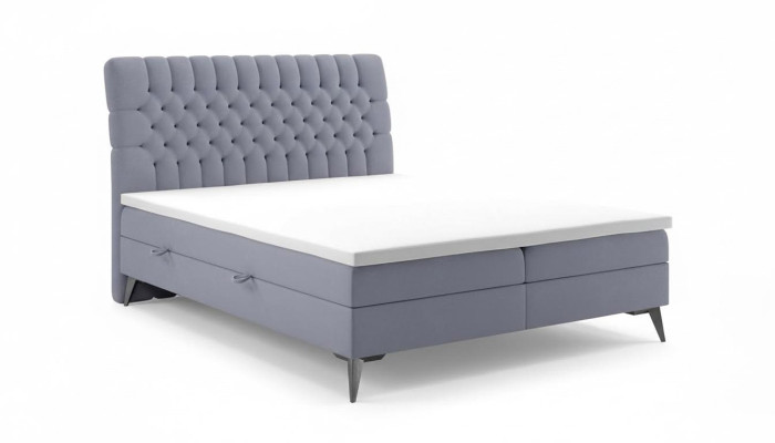 Chesterfield bed stoffering design luxe tweepersoonsbed slaapkamer boxspringbed