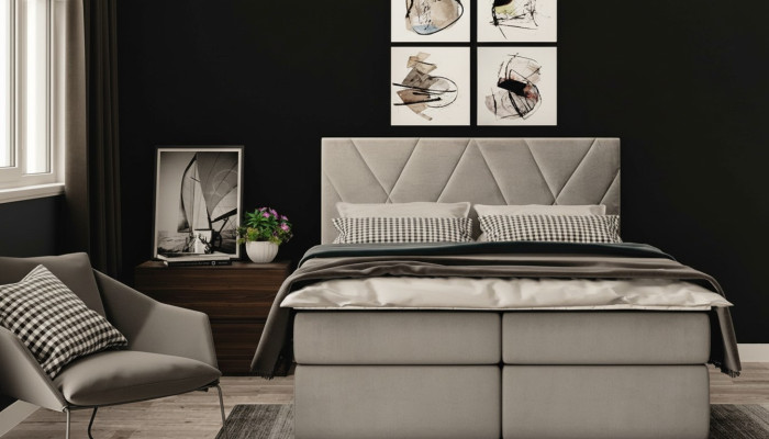 Luxe slaapkamer bed stoffen ontwerp tweepersoonsbed meubel boxspringbed