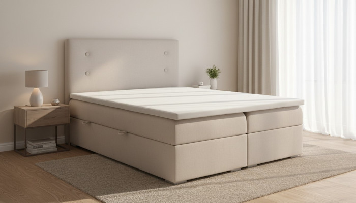 Slaapkamer Bed Bekleding Modern Ontwerp Luxe Tweepersoons Bed Beige Boxspringbed