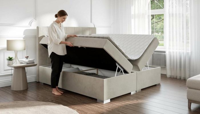 Bed Luxe Slaapkamer Tweepersoonsbed Textiel Bekleding Ontwerp Meubels Boxspringbed