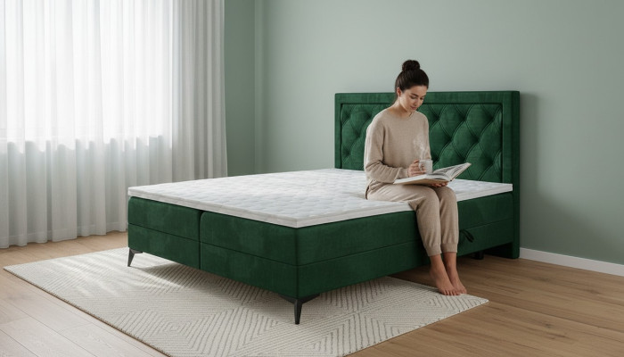 Luxe gestoffeerd boxspringbed tweepersoons gestoffeerd stoffen design bed meubels