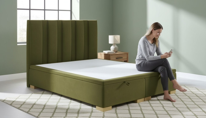 Slaapkamer Bed Tweepersoonsbed Modern Designer Meubels Groen Boxspring