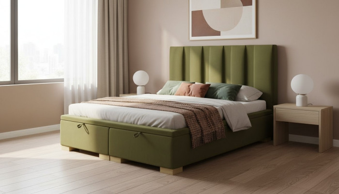 Slaapkamer Bed Tweepersoonsbed Modern Designer Meubels Groen Boxspring