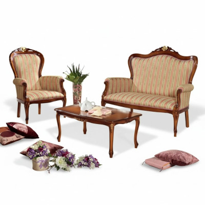 Klassieke bankstel Zitmeubilair Driepersoonsbank Salontafel Luxe