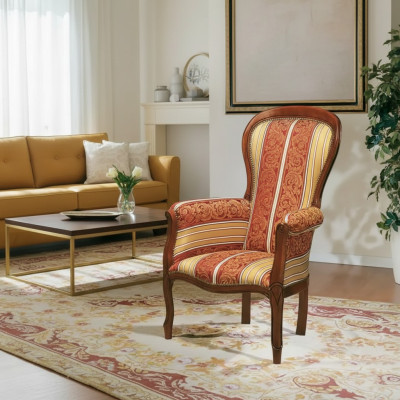 Klassieke fauteuil, luxe gestoffeerde fauteuil, houten frame, nieuw