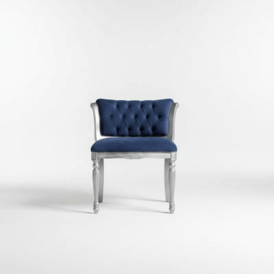 Blauwe Chesterfield eetkamerstoel Zitmeubel Gestoffeerde stoel fauteuil Klassiek design