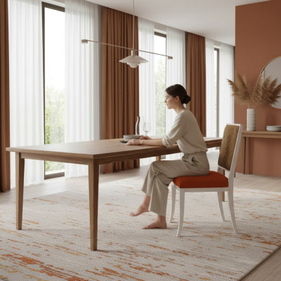 Eetkamer stoel ontwerper hout luxe stijl klassieke gestoffeerde stoel